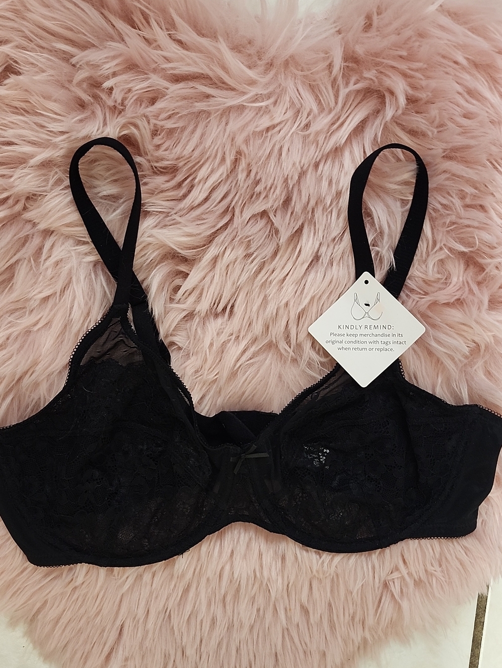 Brand New UNBRANDED UNLINED FLORAL LACE MESH UNDERWIRE BRA-38D